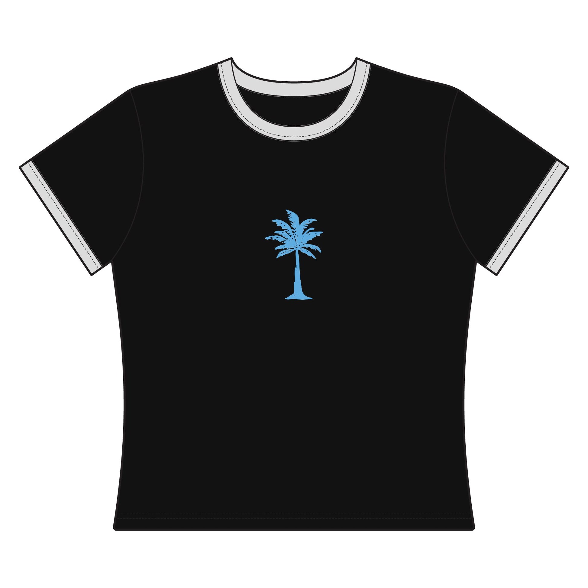 Women's Palm Tree Ringer Tee