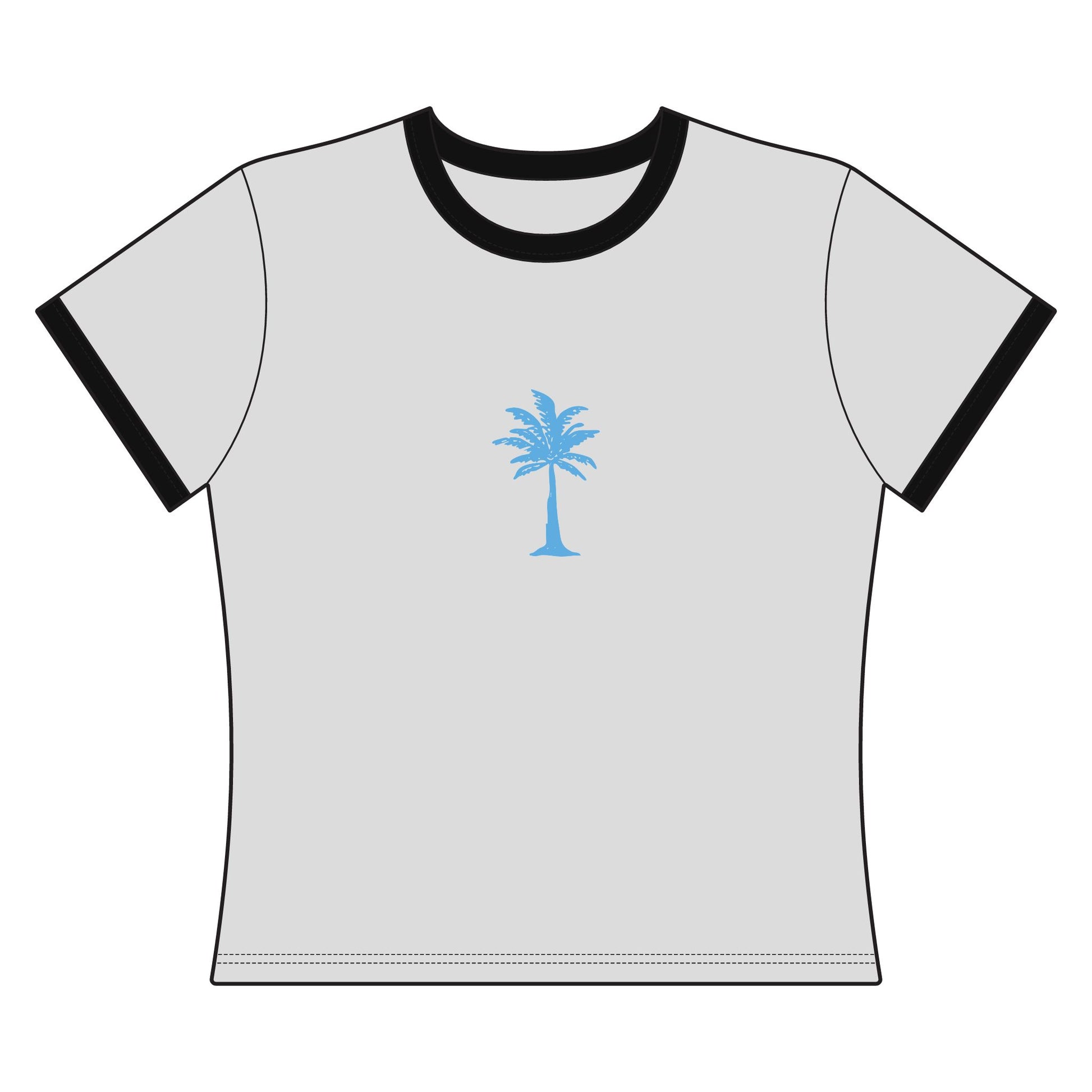 Women's Palm Tree Ringer Tee