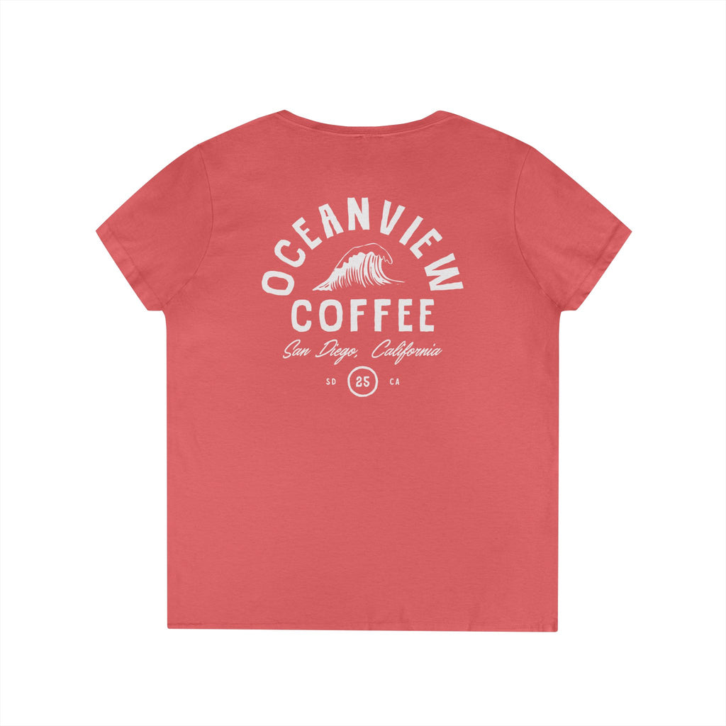 Oceanview Coffee Ladies' V-Neck Tee
