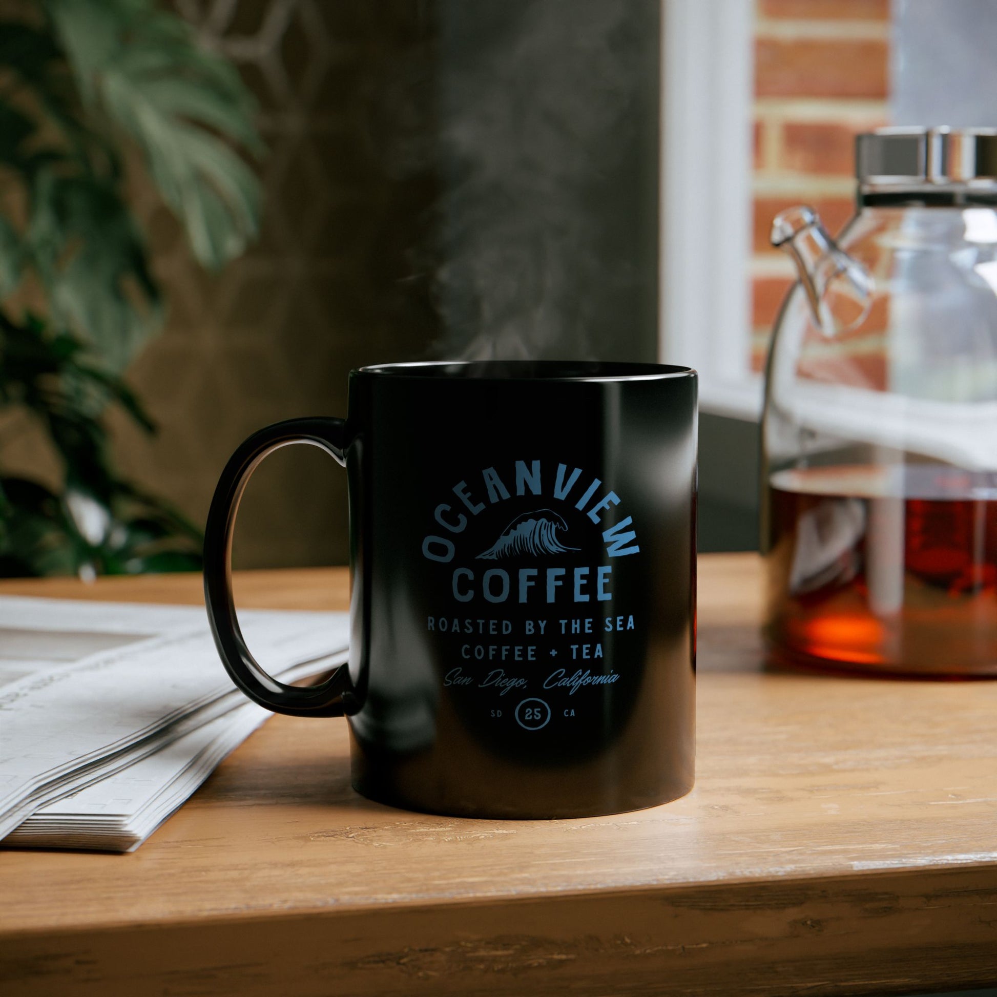 Oceanview Coffee Black Mug