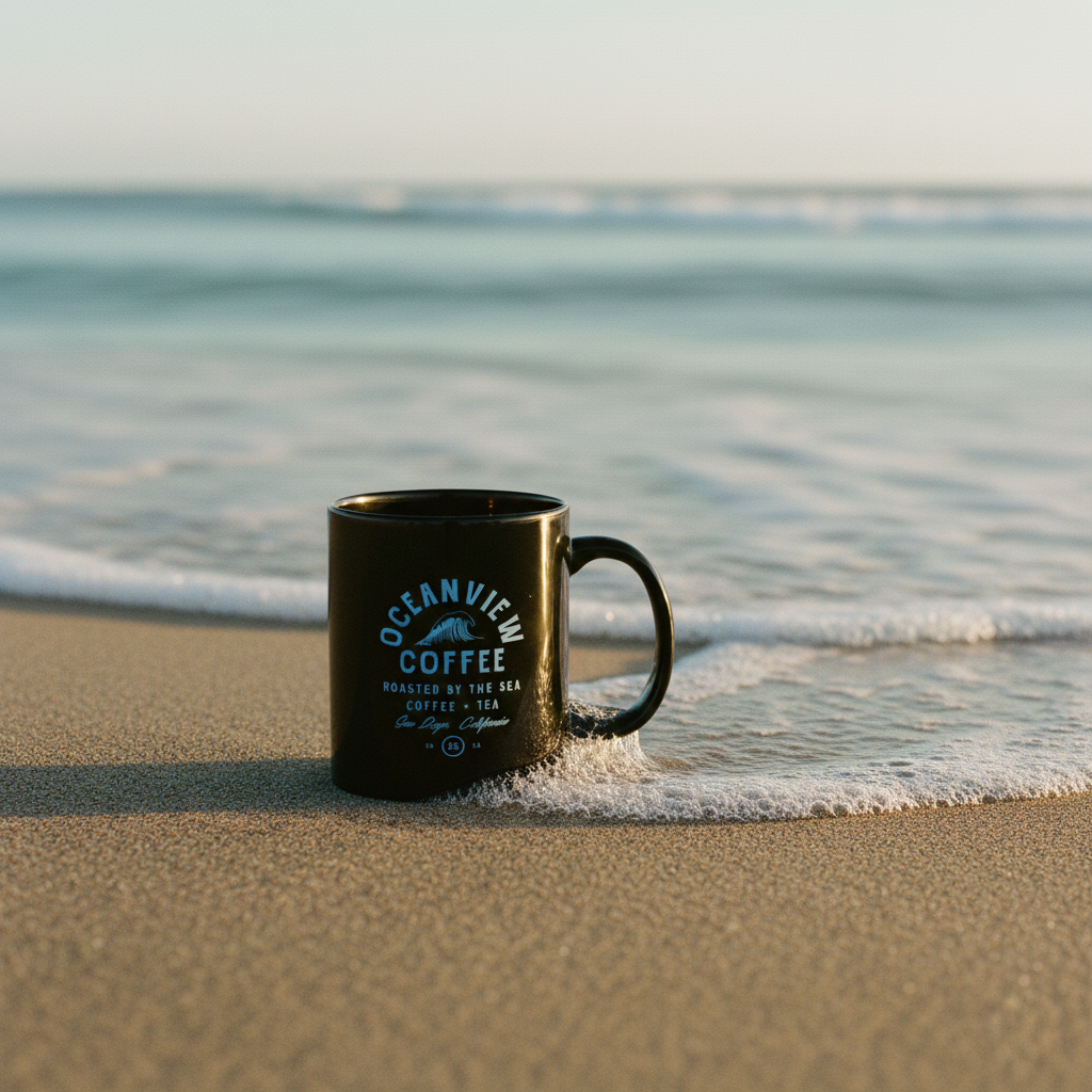 Oceanview Coffee Black Mug