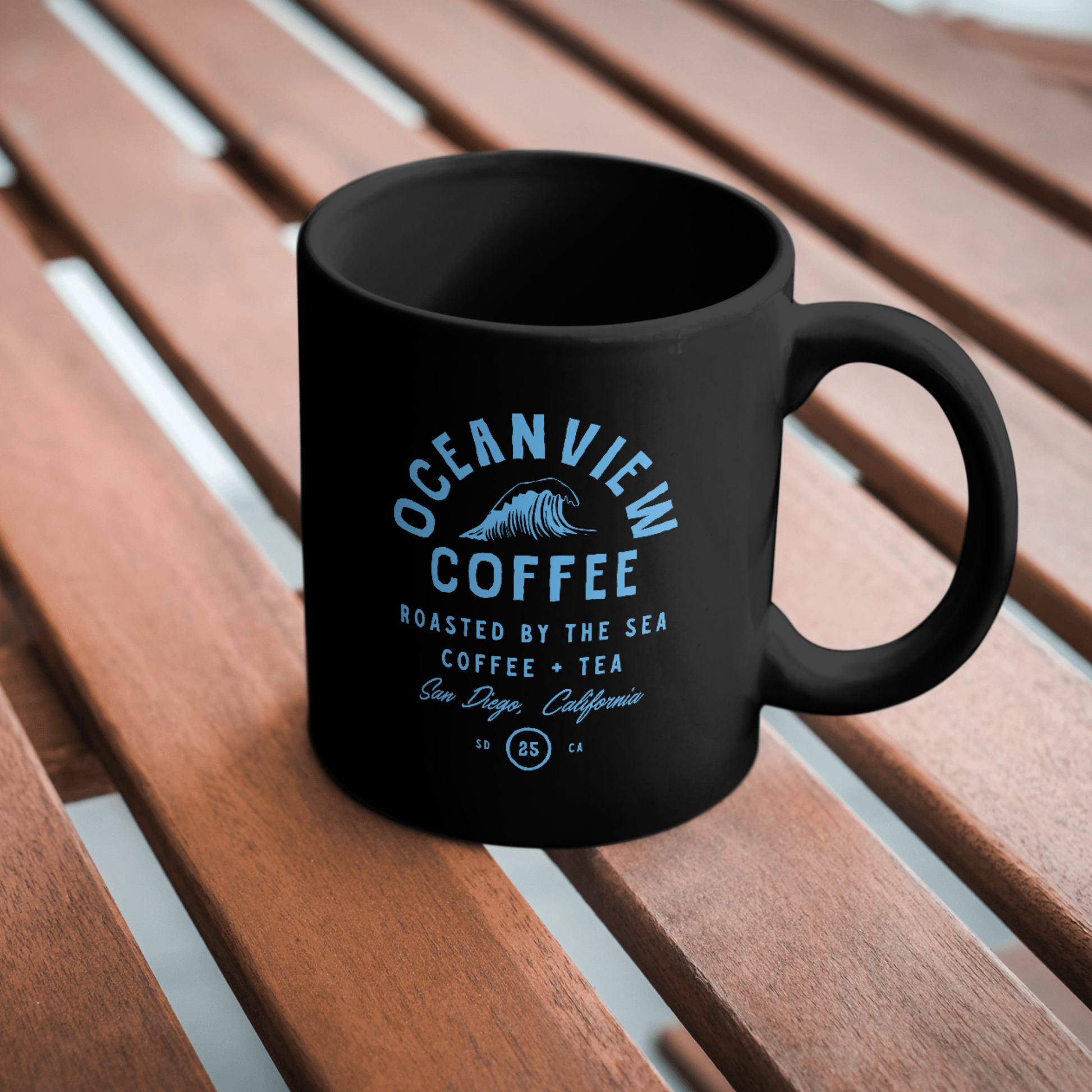 Oceanview Coffee Black Mug