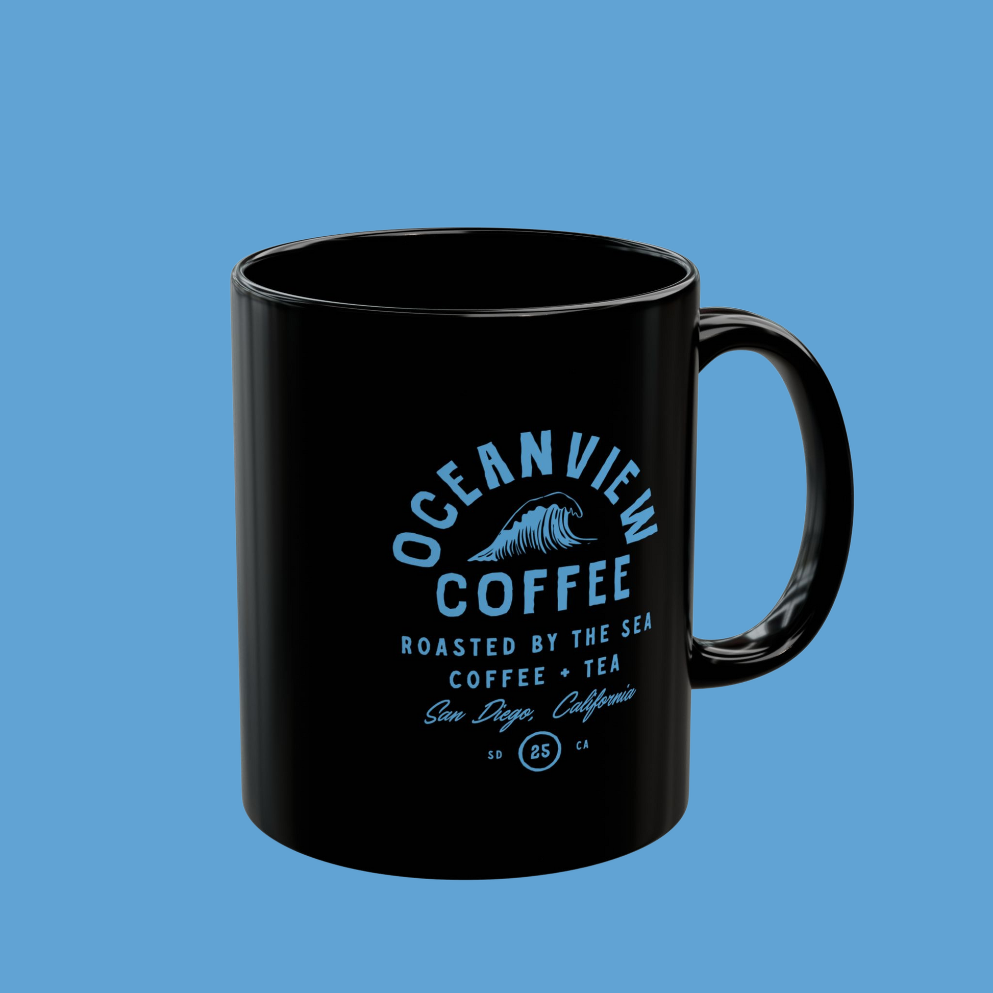 Oceanview Coffee Black Mug