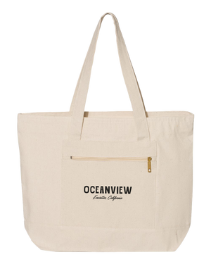 Oceanview Encinitas Canvas Tote — Zippered Beach & Market Bag