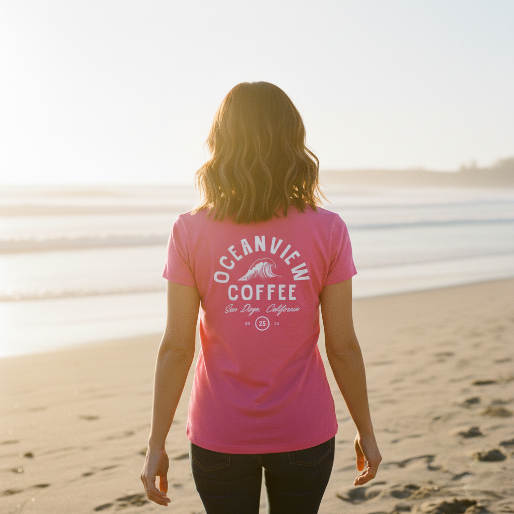Oceanview Coffee Ladies' V-Neck Tee